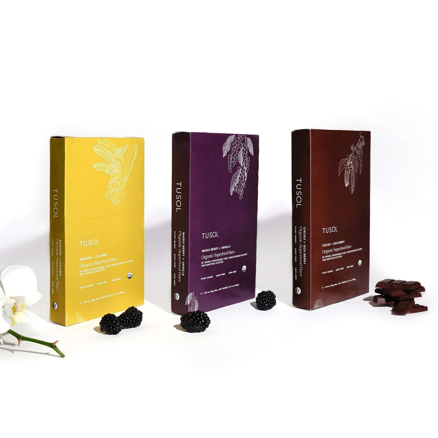 Organic Protein + Superfood Bars (24 Pack Assorted) by TUSOL Wellness