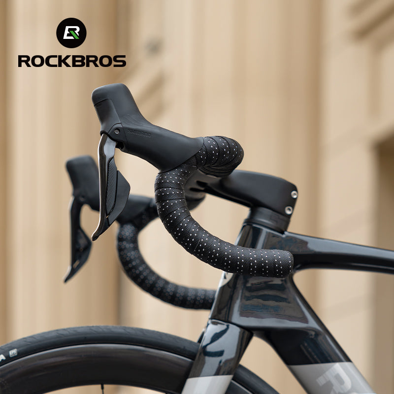 ROCKBROS Silicone PU Bicycle Handlebar Tape Soft Breathable Road Bike Tape Shock-absorption Anti-Slip Gravel Bicycle Handlebar Wrap Drop Bar Belt